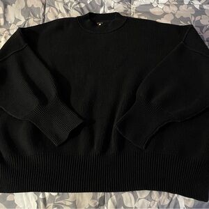 Free People Easy Street Cropped Pullover Crew Neck Sweater - Black